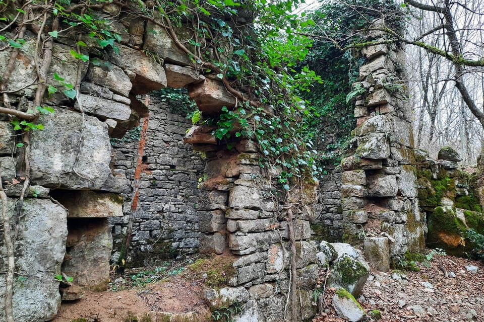 Ruins of the village Cari near Kastav with many stone houses