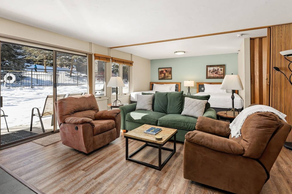 enjoy this beautiful condo with an accordion door that separates the bedroom and living area.