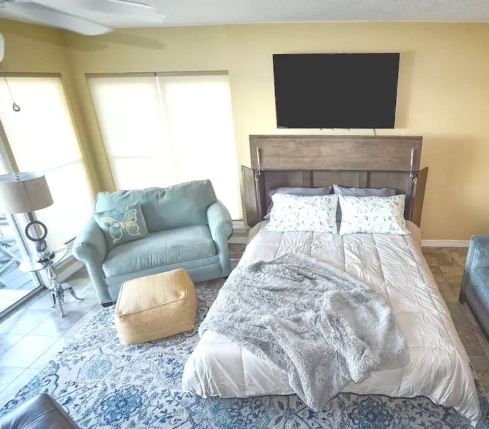 Queen Murphy Bed. Super simple to open at night and close up during the day.