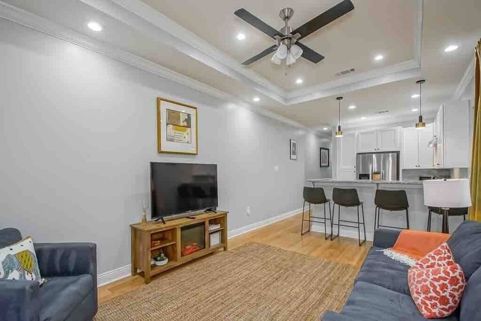 Cozy up to a fireplace after a long day of eating and drinking