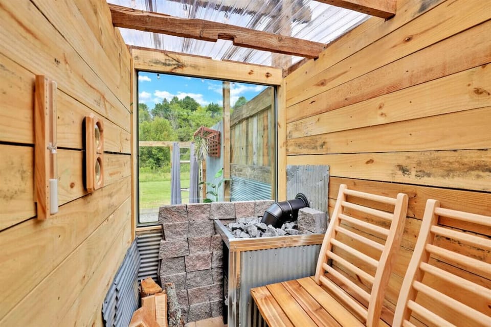 After a long hike enjoy the healing benefits of the outdoor sauna.
