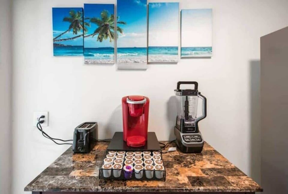Coffee station in the kitchen. 
