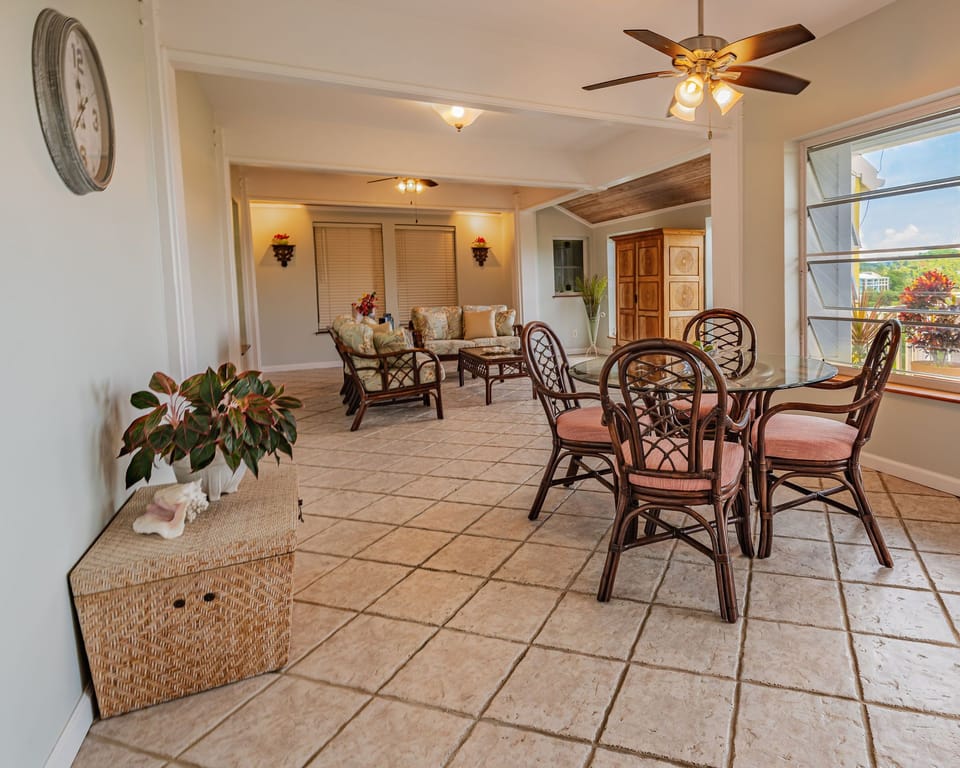 Open dining and living space