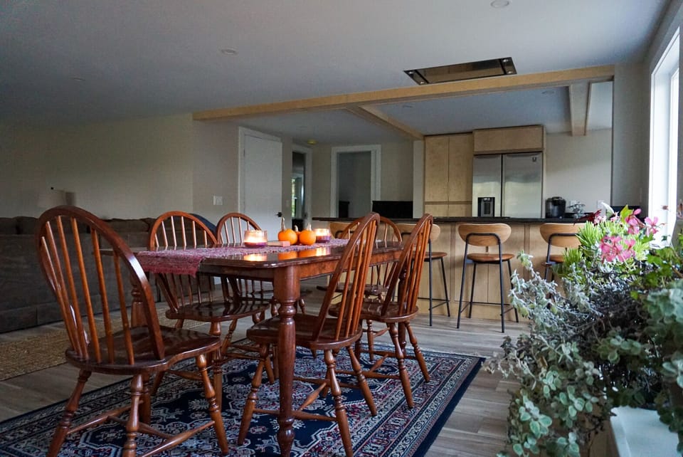 Dining for 6 in our open concept living / dining room. 