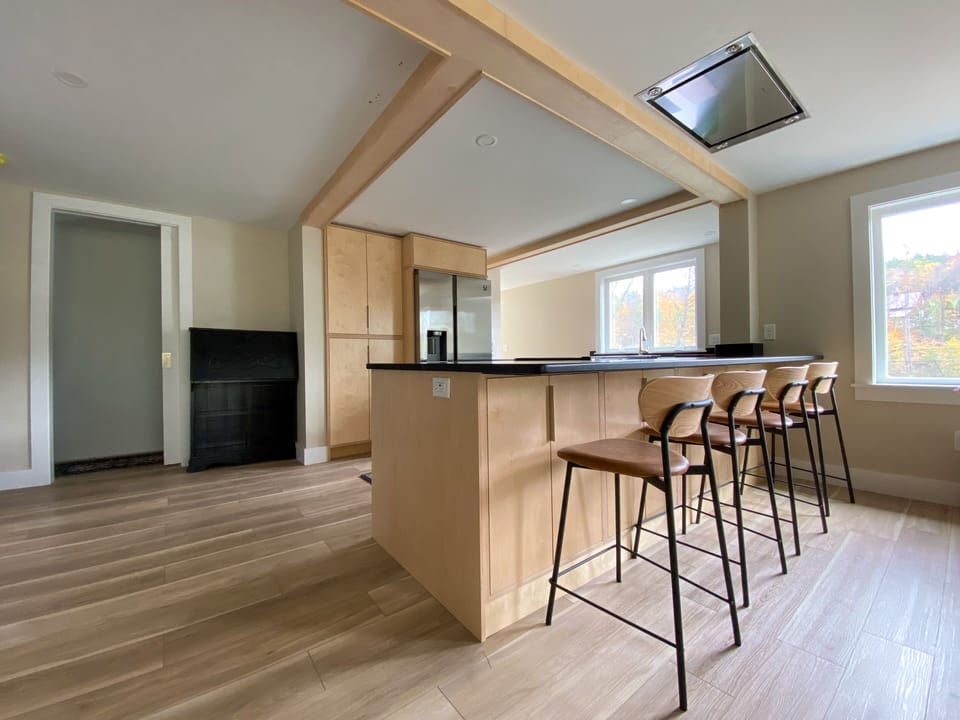 Kitchen island perfect for coffee or an intimate cooking experience.