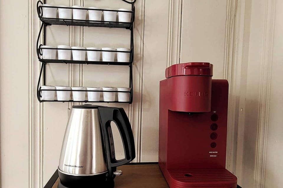 Fully loaded Coffee & tea station.