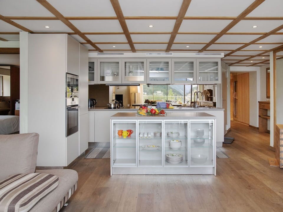Furniture, Interior Design, Flooring, Wood, Kitchen, Ceiling, Floor, Chair, Cabinetry, Table