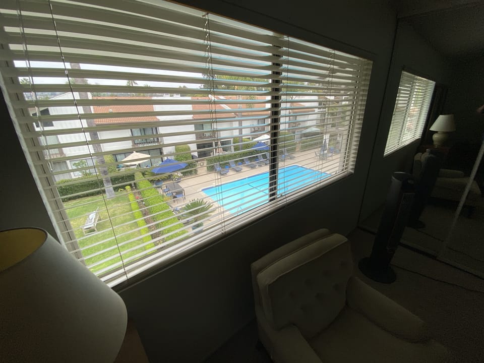 Pool view from master bedroom.