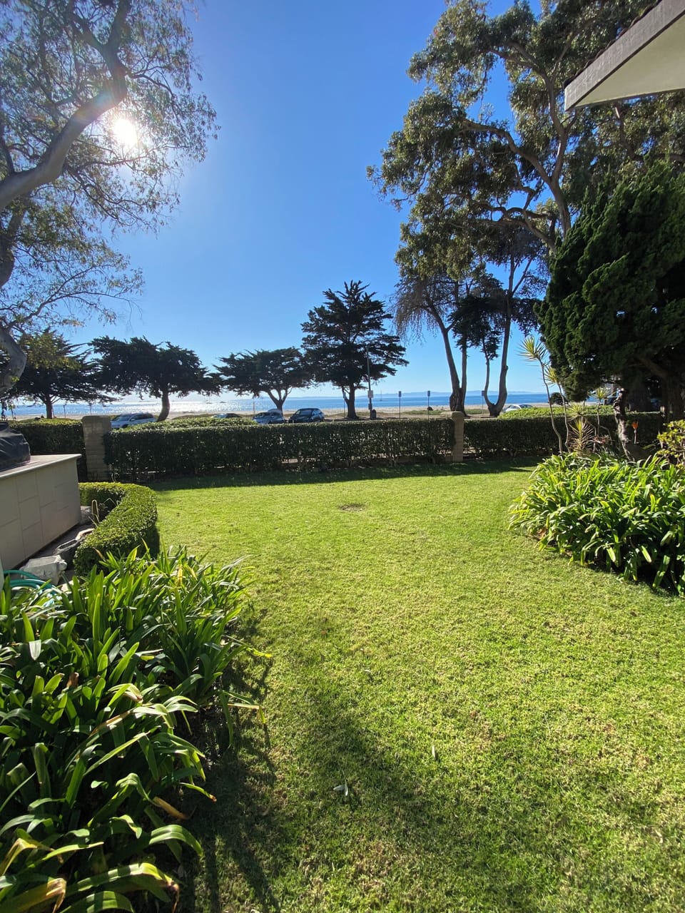 Ocean view and manicured grounds.