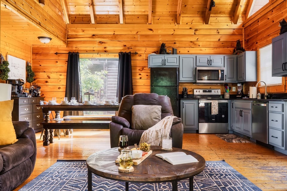 The kitchen, dining and living room are perfectly designed to create one big open space