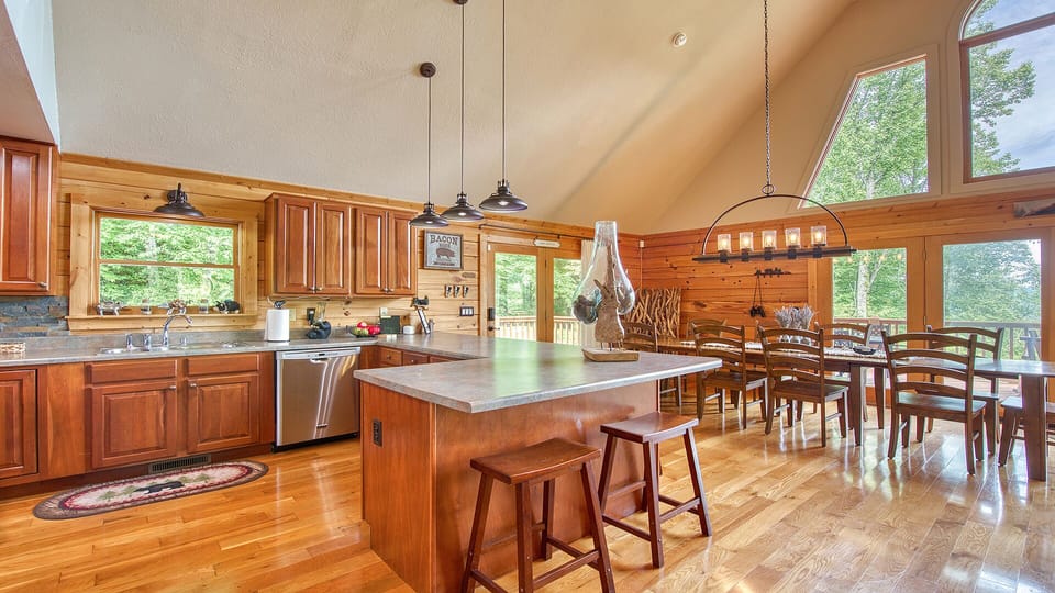 The island seating keeps everyone enjoying cooking time!