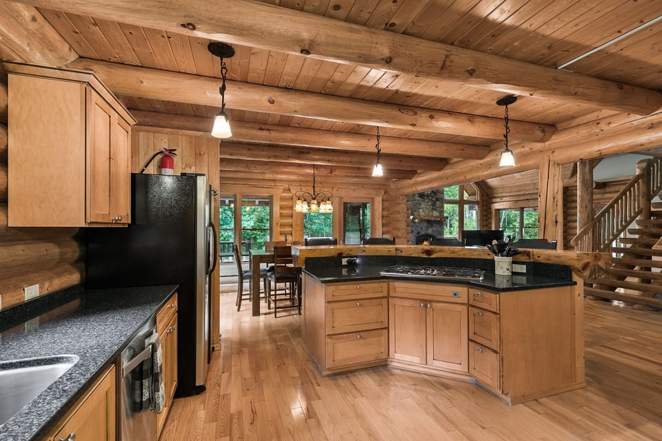 Plenty of counterspace for food prep, stovetop is on the island