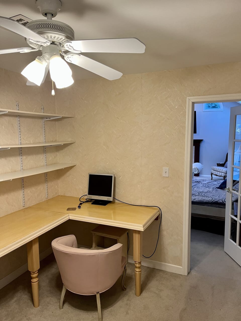 Dedicated Work Area with Monitor in Master Bedroom Suite Area