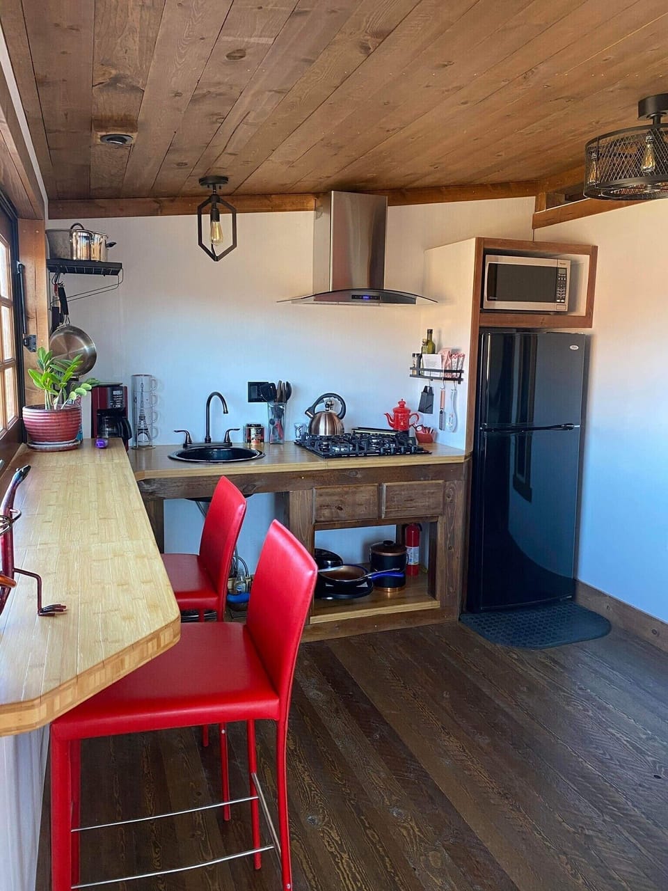 Kitchen counter with gorgeous views from the French door window.