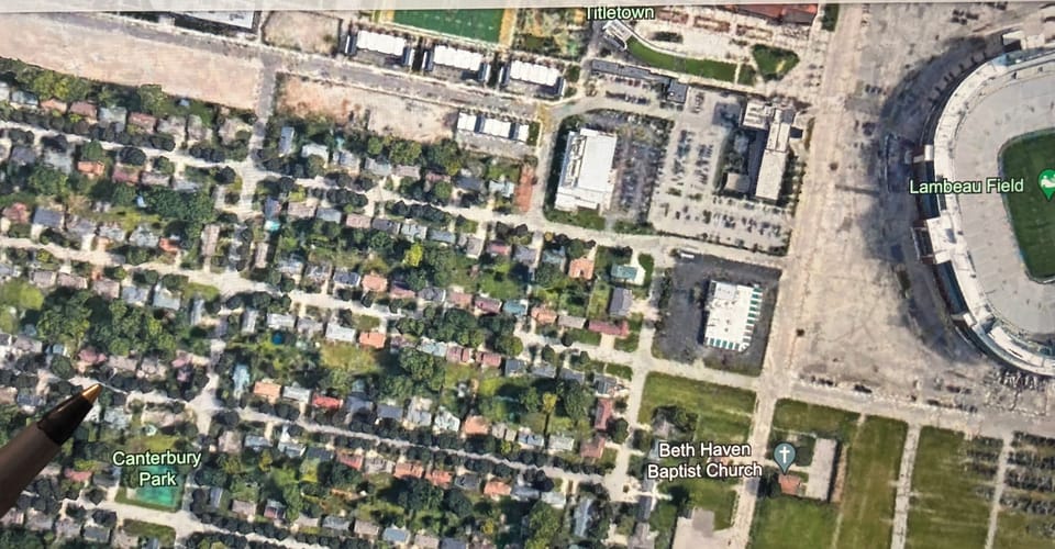 Just blocks to lambo and title town district.pen tip points to home.