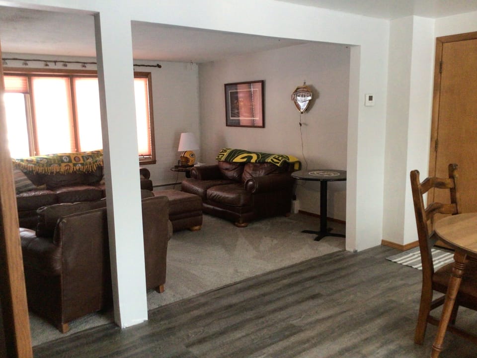 Looking at living room from kitchen/dining area.