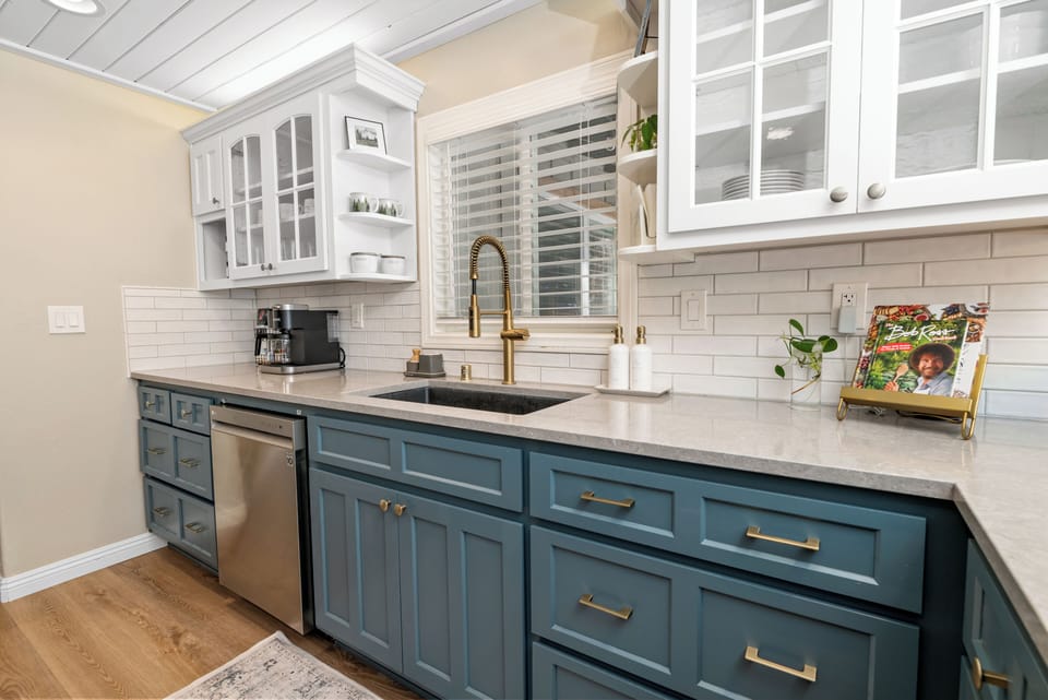 Newly renovated kitchen with Keurig K-cup and coffee pot
