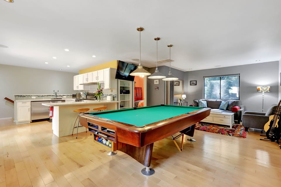 Pool table in living room
