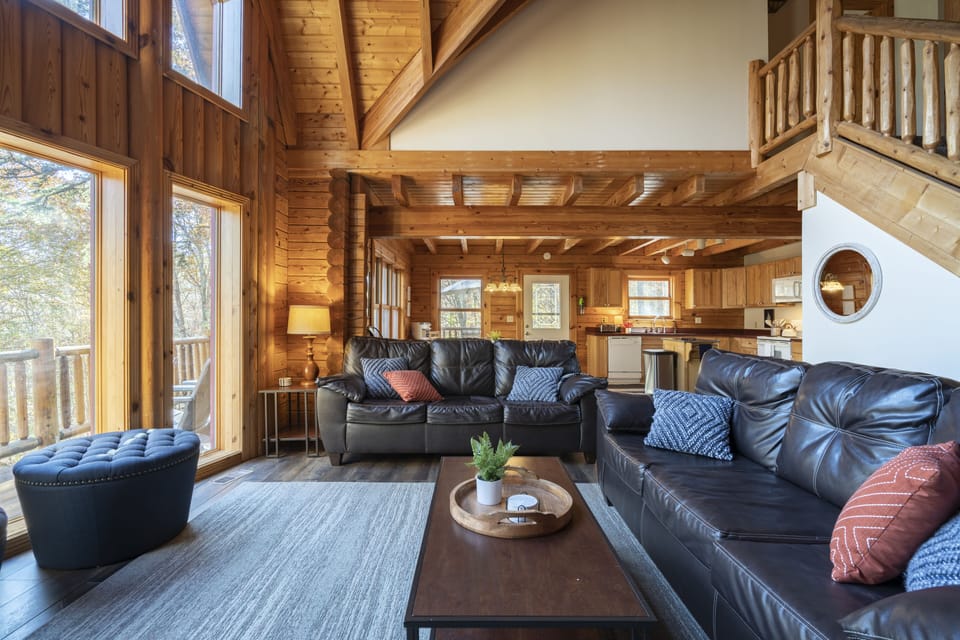 Open concept floor plan includes the dining area (back) and kitchen (back right)