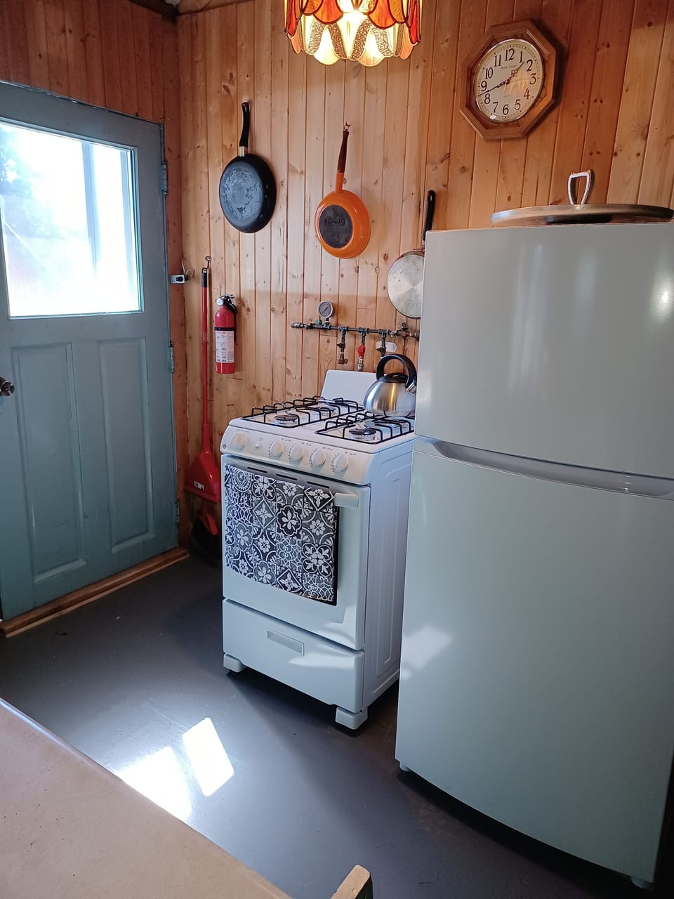 New fridge and gas stove. 