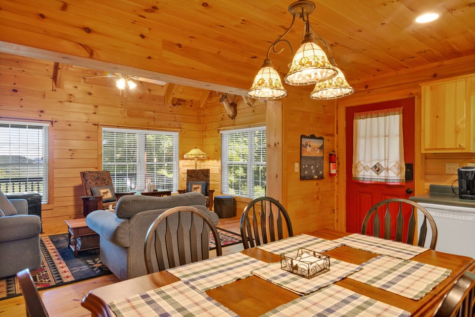 Kitchen opens to the family room with a view.