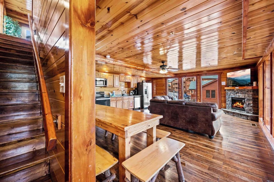 Spacious retreat with stunning views, hardwood floors, and a charming stone fireplace!