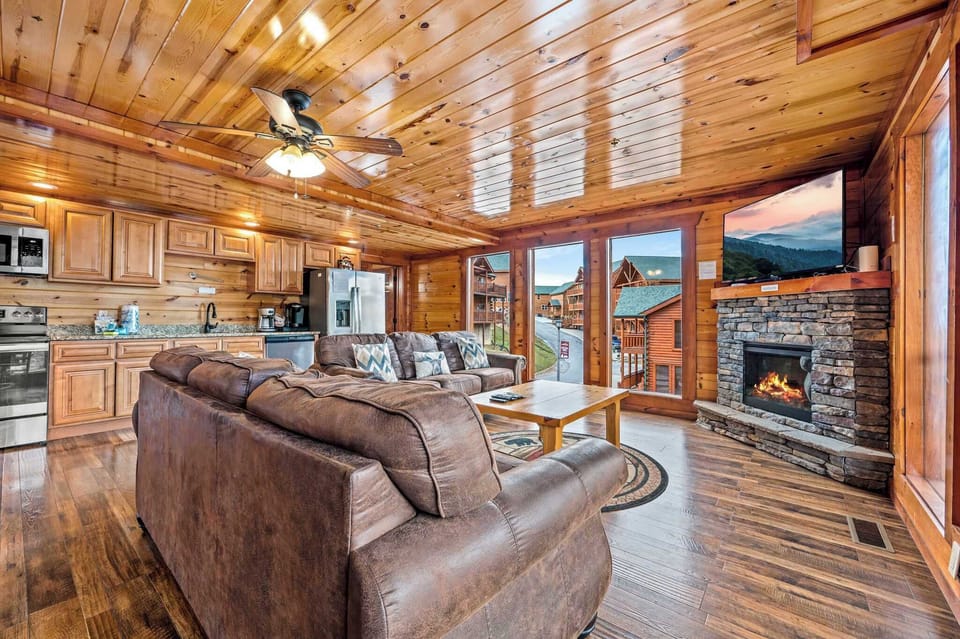 Enjoy stunning views, a warm fireplace, and spacious seating for unforgettable gatherings!