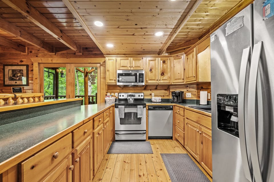 Plenty of counter space and stainless appliances make preparing meals a breeze