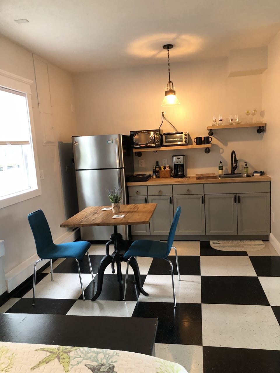 Kitchen is stocked with pots pans, dishes etc