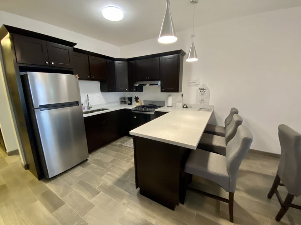 Fully equipped kitchen new Samsung appliances. 