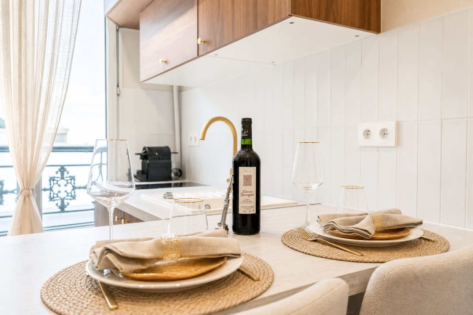 Elegant kitchen space with a refined dining area
