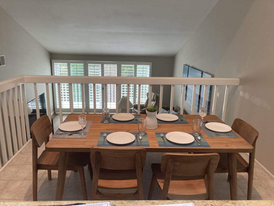 Dining room overlooks living area