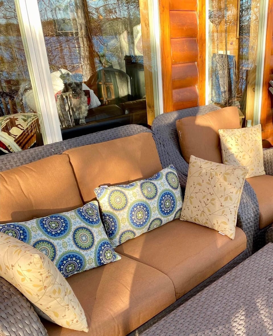 Enjoy your coffee on your private deck overlooking Round lake