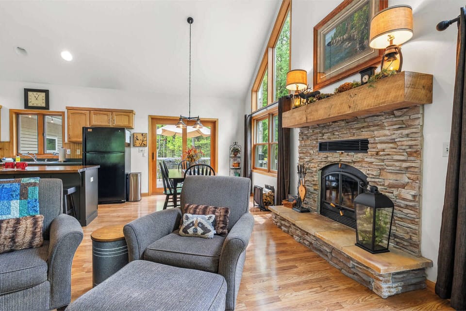 Enjoy the wood burning fireplace