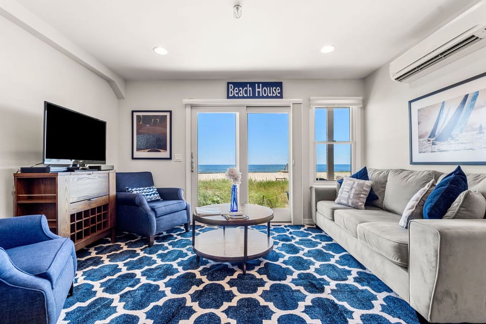 Living room with Cape Cod Bay views