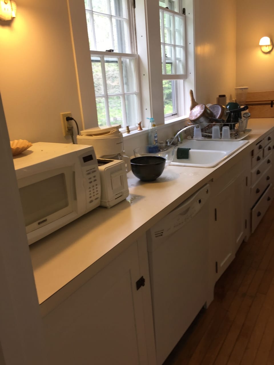 kitchen sink and counter with views