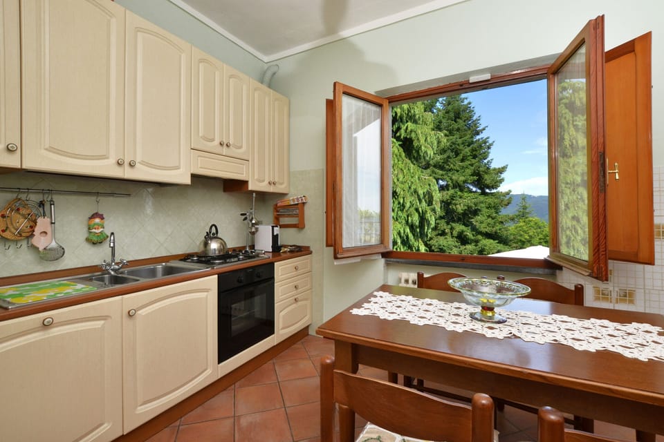 The upper level kitchen