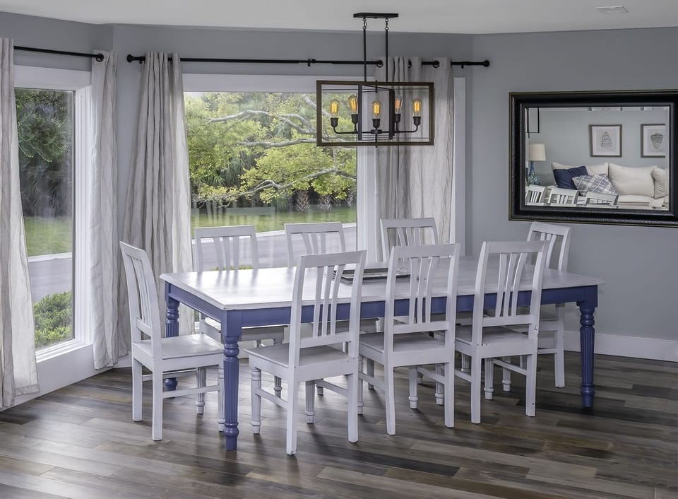 The large table seats 8
