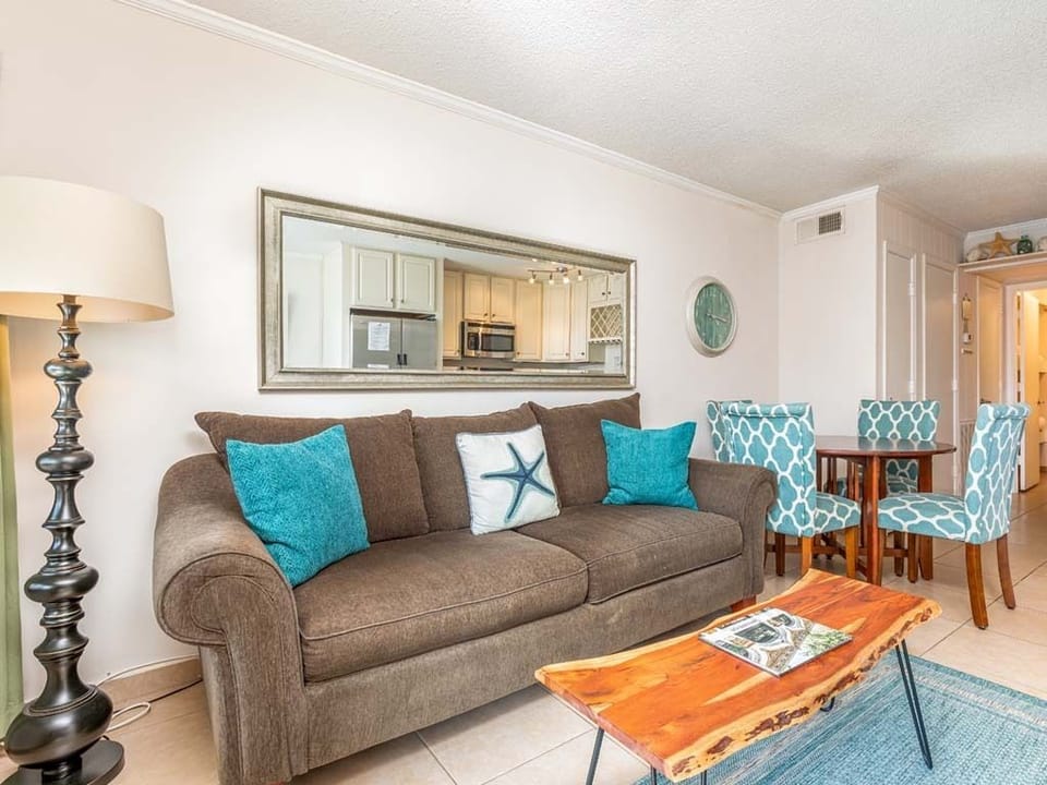 Living area with sleeper sofa and TV