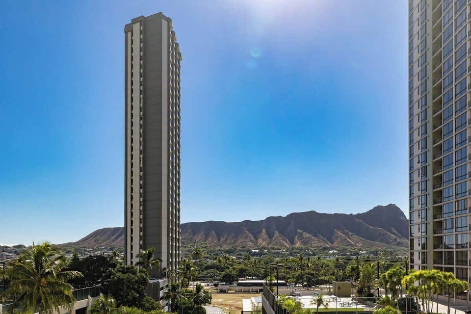 Diamond Head view from the kitchen window 