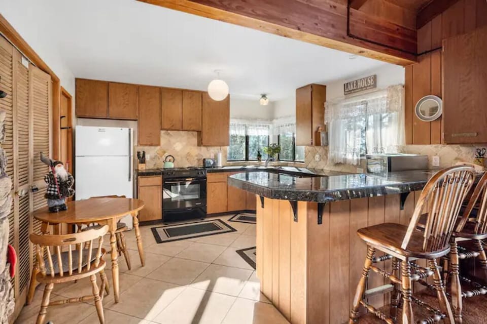Start the day in the kitchen also with wonderful views of Tahoe mountains/lake. 