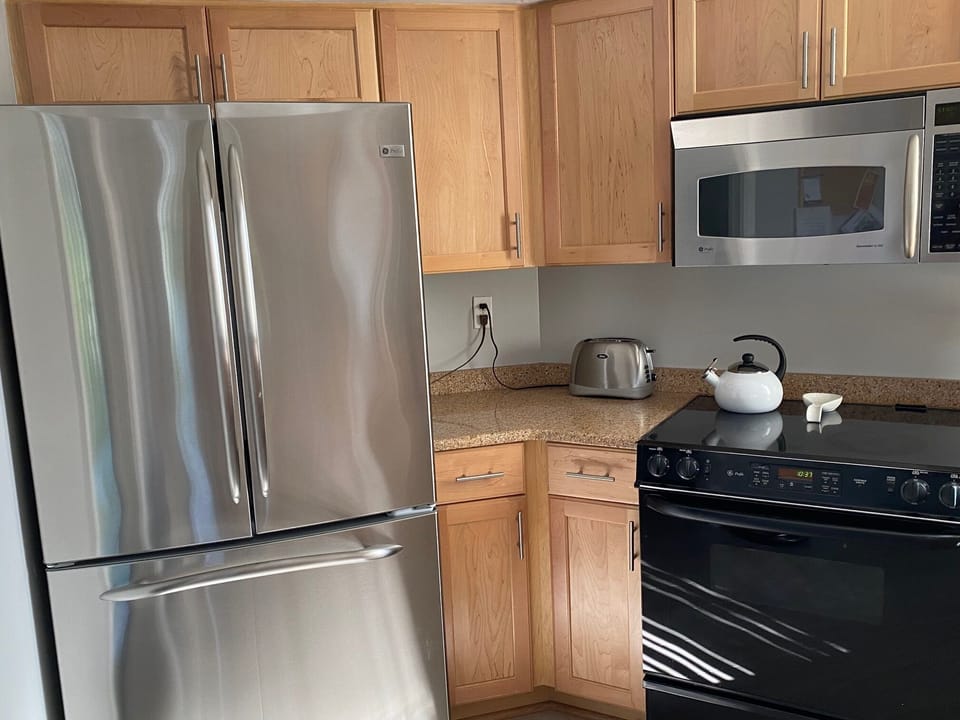 Refrigerator with ice maker.