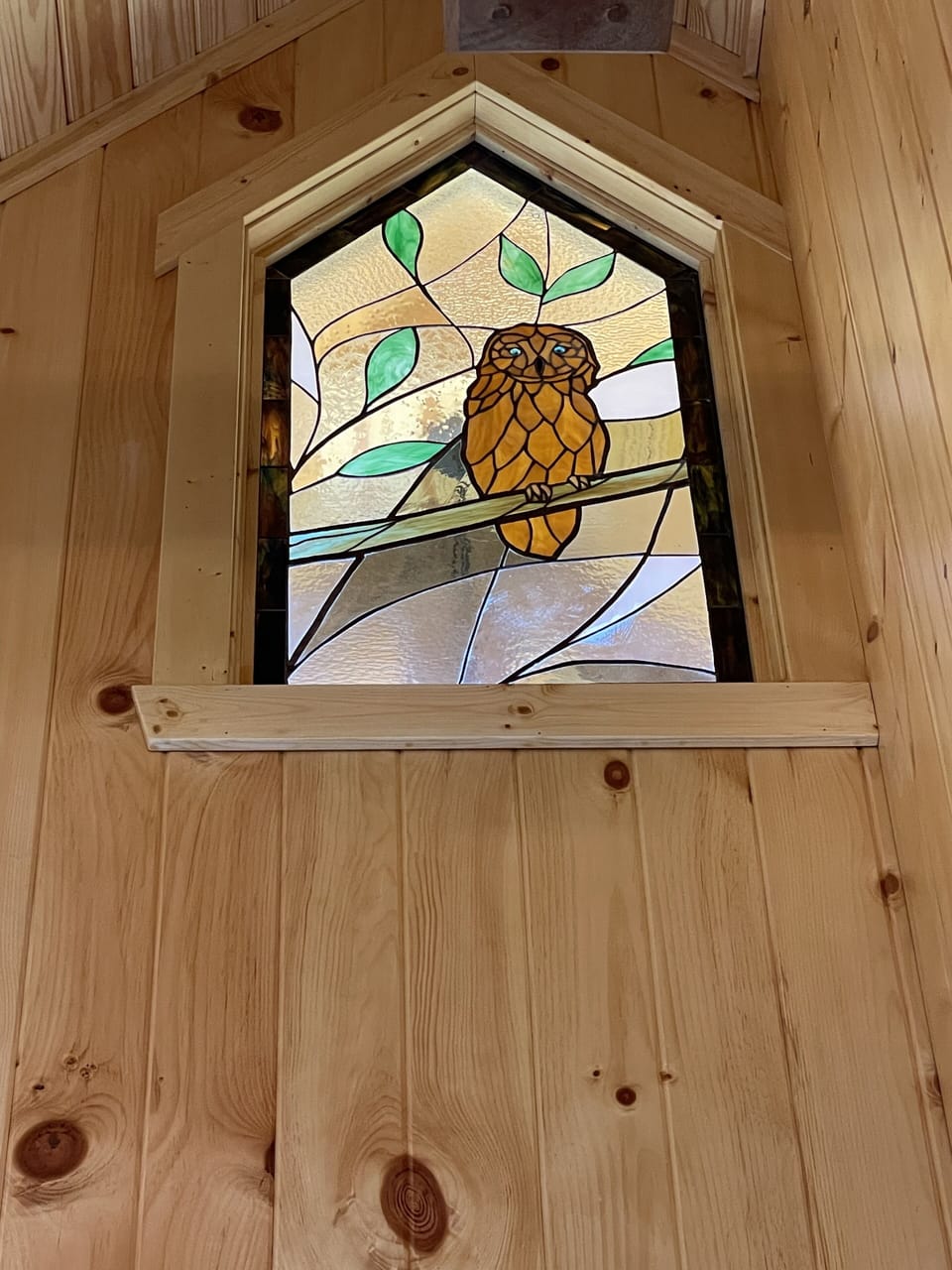 Stained glass in the ceiling arch
