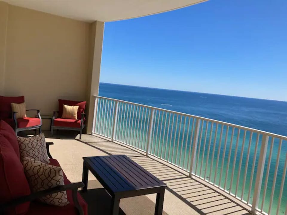 Sit on comfortable patio chairs and enjoy 180 degree views of the ocean