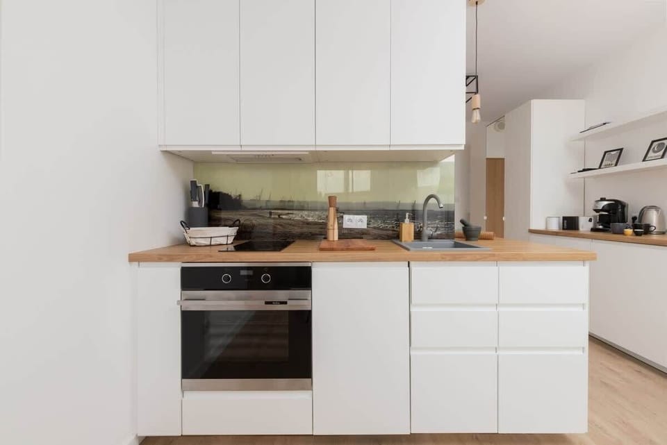 Kitchenette with a kettle.