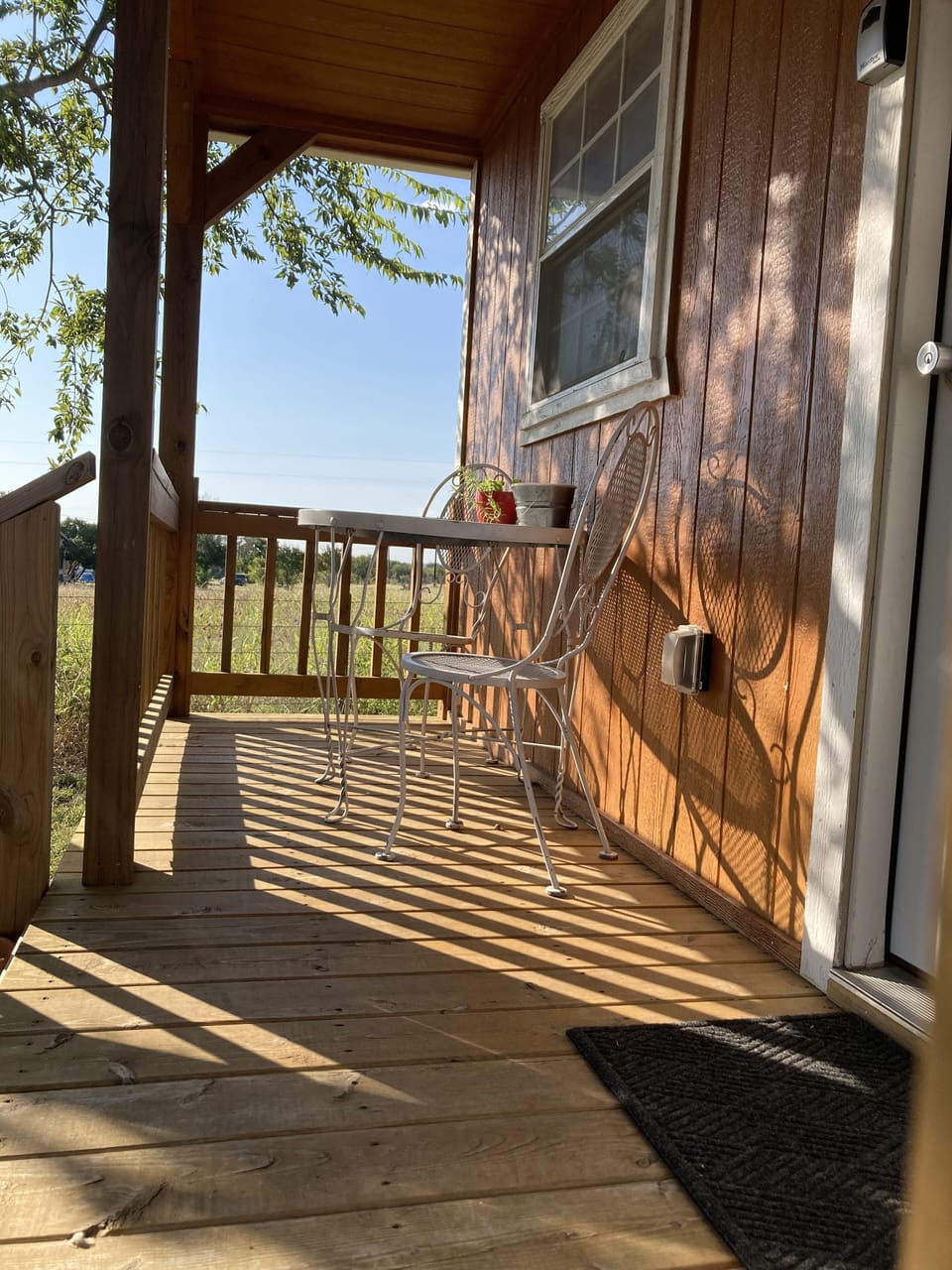 Front porch bistro cabin for great sunrise and bird viewing.  