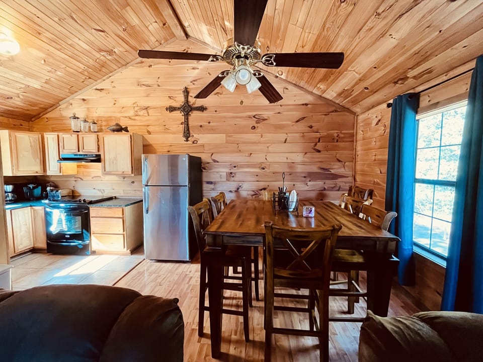 Large counter height table with seating for 6