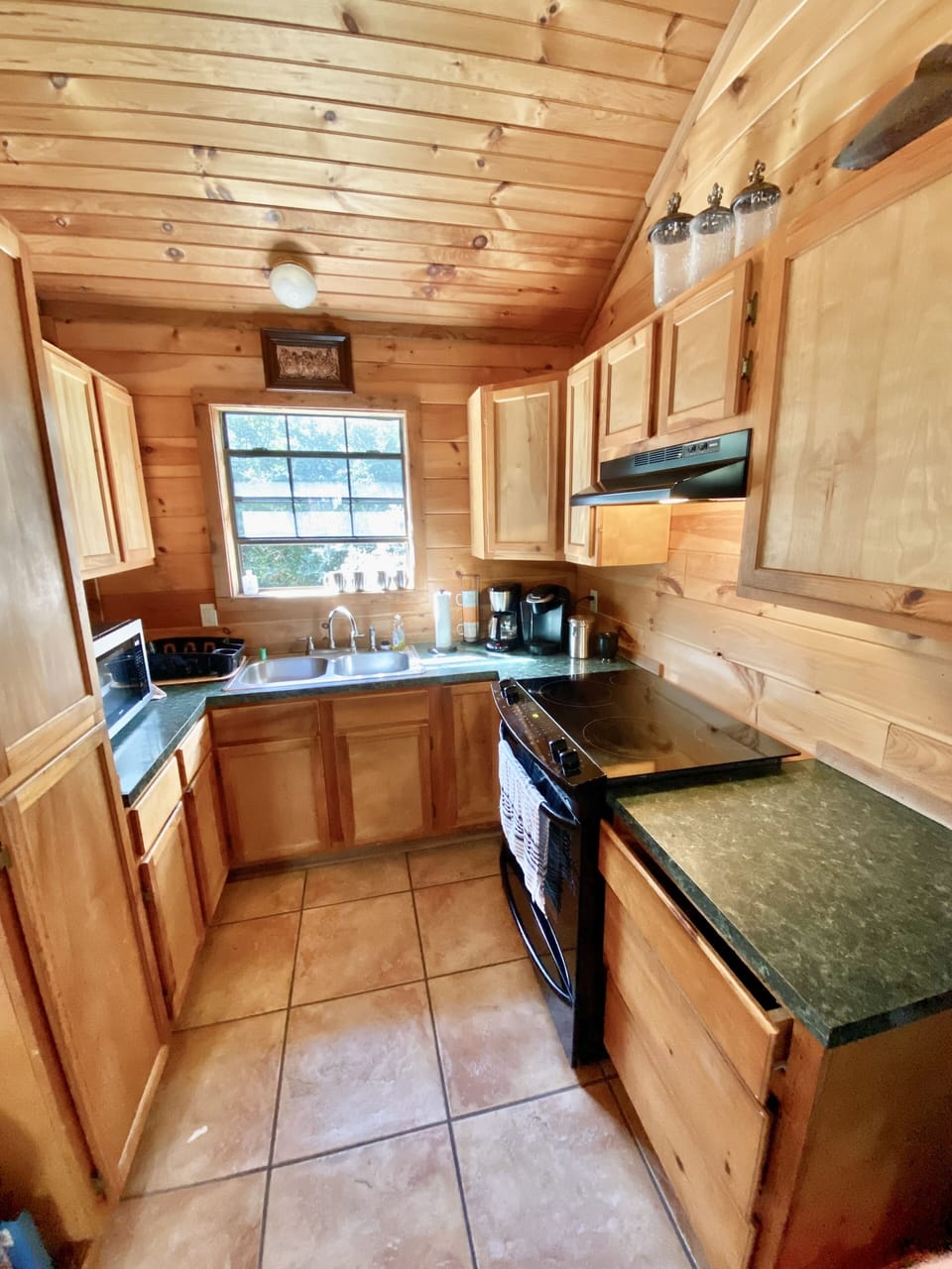 Kitchen stocked with all the necessities.