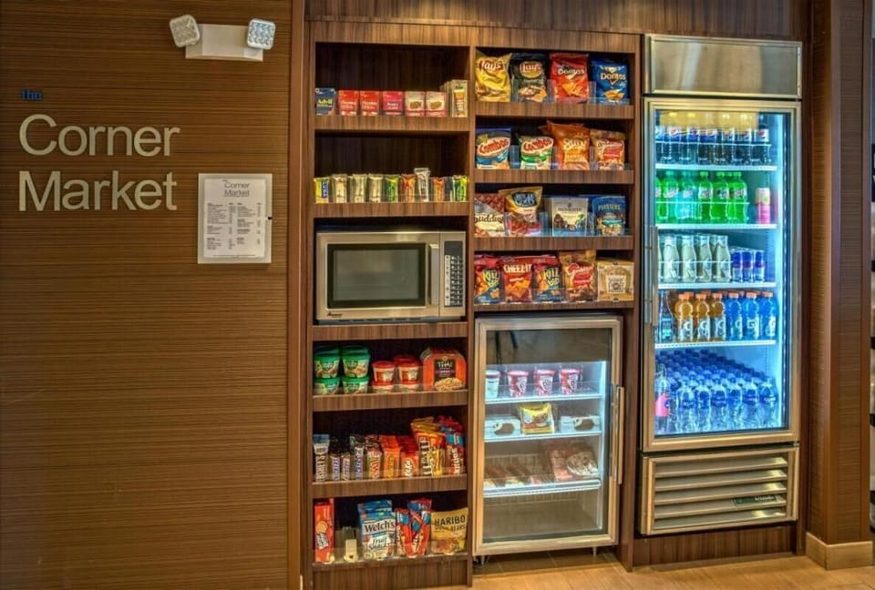 Grab snacks and drinks anytime at the convenient market.