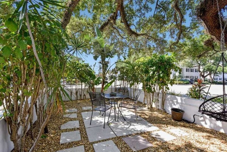 Front patio with bistro seating set.